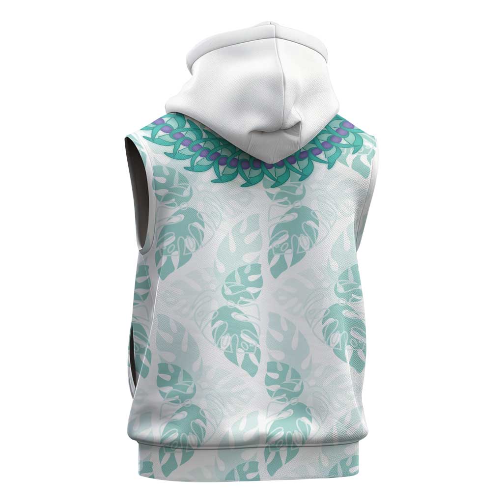 Jade Vine Lei Hawaii Sleeveless Hoodie Aloha Seamless Tropical Leaves - Polynesian Pride