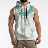 Jade Vine Lei Hawaii Sleeveless Zip Hoodie Aloha Seamless Tropical Leaves - Polynesian Pride