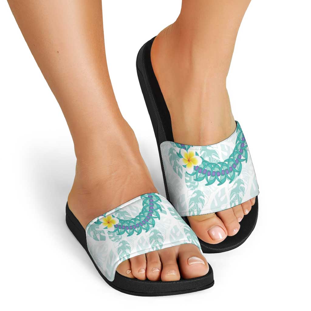 Jade Vine Lei Hawaii Slide Sandals Aloha Seamless Tropical Leaves - Polynesian Pride