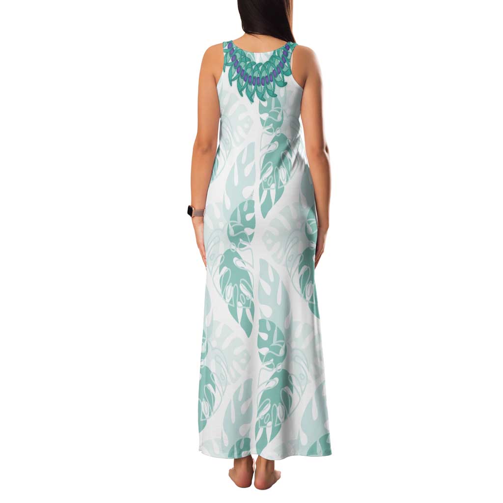 Jade Vine Lei Hawaii Tank Maxi Dress Aloha Seamless Tropical Leaves - Polynesian Pride