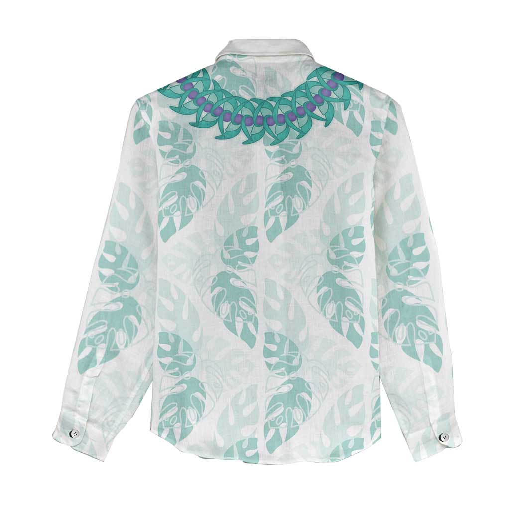 Jade Vine Lei Hawaii Women Casual Shirt Aloha Seamless Tropical Leaves - Polynesian Pride