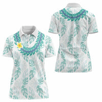 Jade Vine Lei Hawaii Women Polo Shirt Aloha Seamless Tropical Leaves - Polynesian Pride