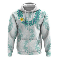 Jade Vine Lei Hawaii Zip Hoodie Aloha Seamless Tropical Leaves - Polynesian Pride