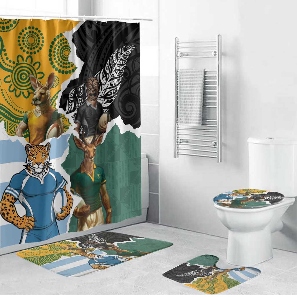 Rugby 2025 Championship Bathroom Set Southern Hemisphere Countries Mascots - Polynesian Pride