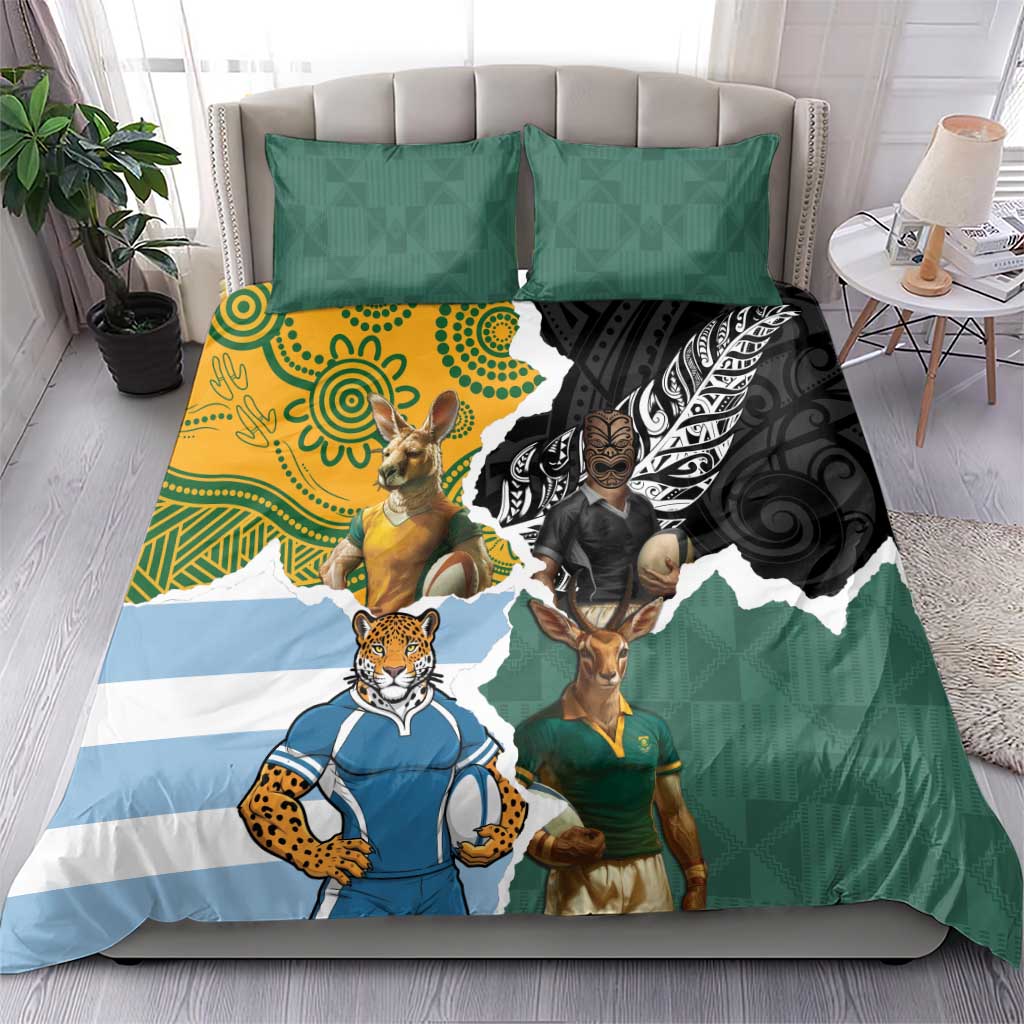 Rugby 2025 Championship Bedding Set Southern Hemisphere Countries Mascots - Polynesian Pride