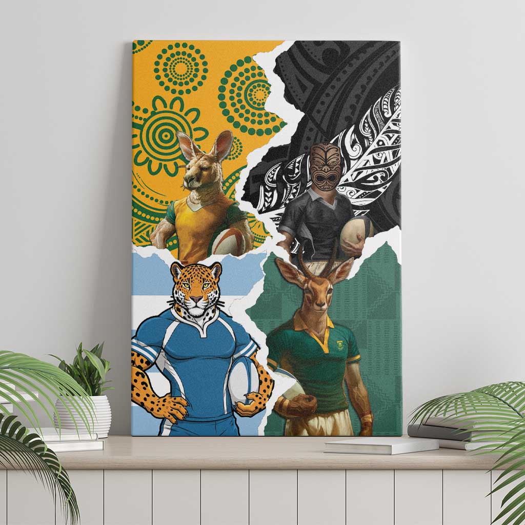 Rugby 2025 Championship Canvas Wall Art Southern Hemisphere Countries Mascots - Polynesian Pride