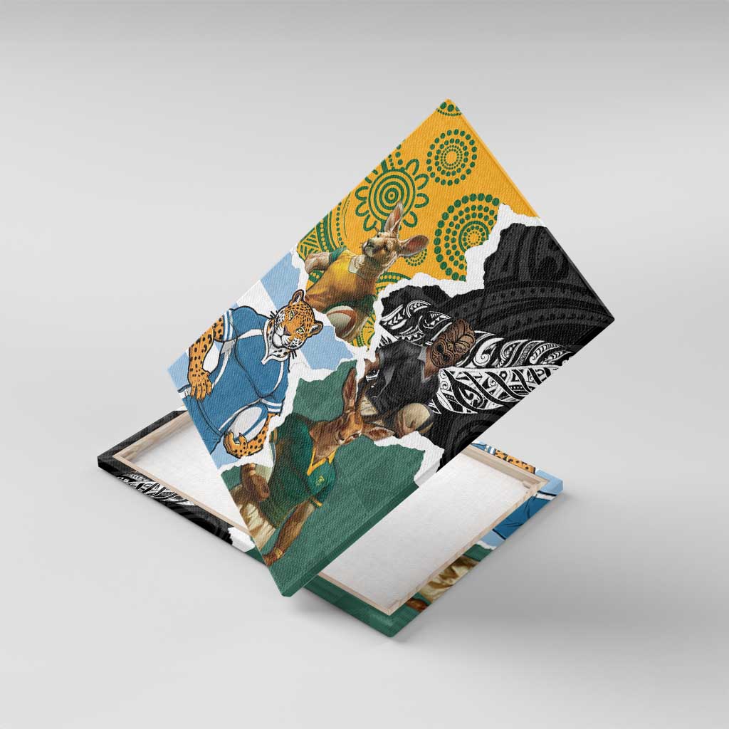 Rugby 2025 Championship Canvas Wall Art Southern Hemisphere Countries Mascots - Polynesian Pride