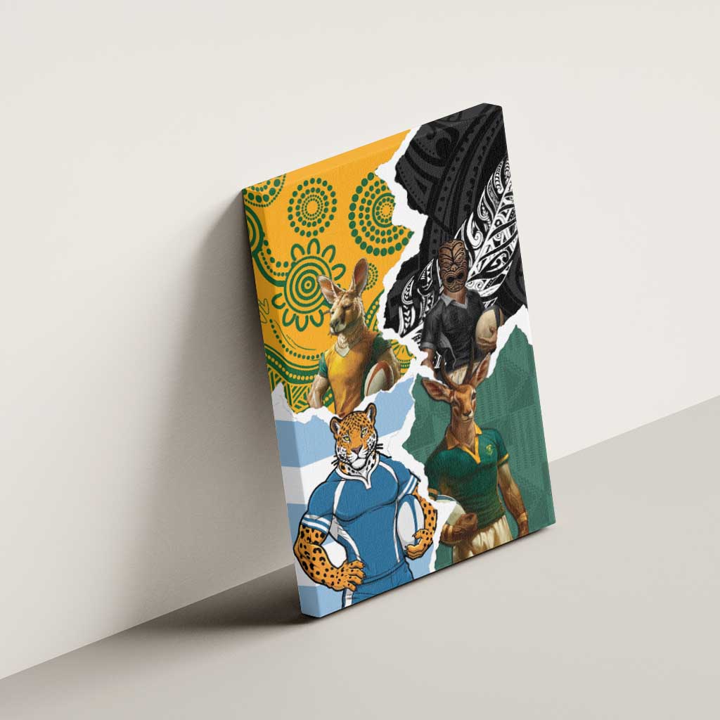 Rugby 2025 Championship Canvas Wall Art Southern Hemisphere Countries Mascots - Polynesian Pride