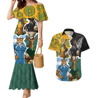 Personalised Rugby 2025 Championship Couples Matching Mermaid Dress and Hawaiian Shirt Southern Hemisphere Countries Mascots - Polynesian Pride