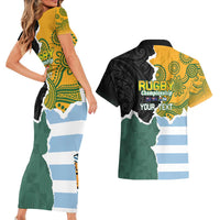 Personalised Rugby 2025 Championship Couples Matching Short Sleeve Bodycon Dress and Hawaiian Shirt Southern Hemisphere Countries Mascots - Polynesian Pride