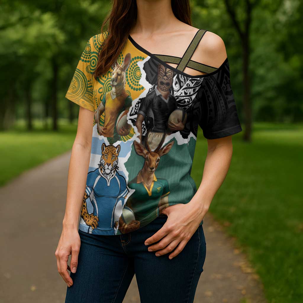 Personalised Rugby 2025 Championship Cross Shoulder Shirt Southern Hemisphere Countries Mascots - Polynesian Pride