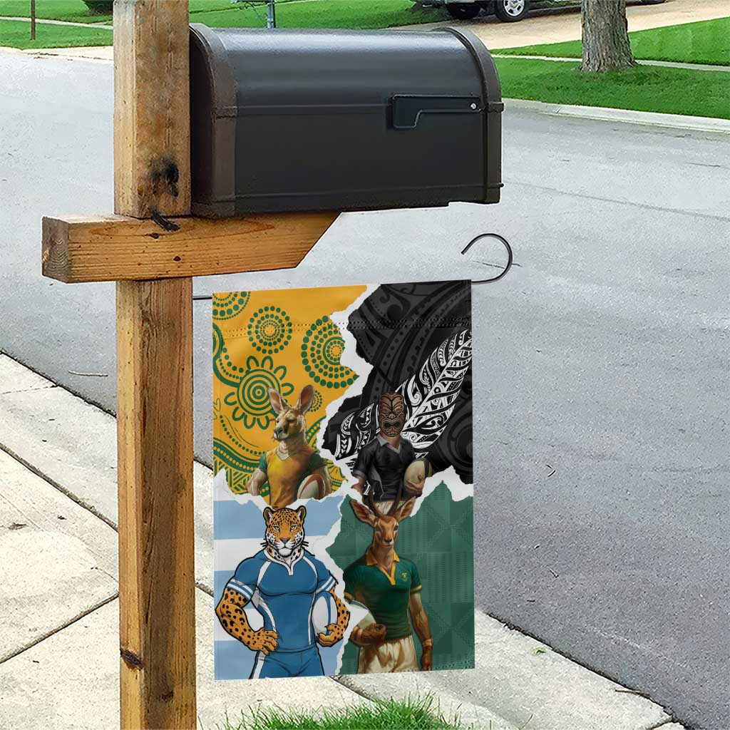 Rugby 2025 Championship Garden Flag Southern Hemisphere Countries Mascots - Polynesian Pride