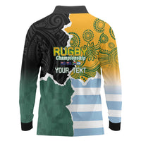 Personalised Rugby 2025 Championship Long Sleeve Polo Shirt Southern Hemisphere Countries Mascots - Polynesian Pride