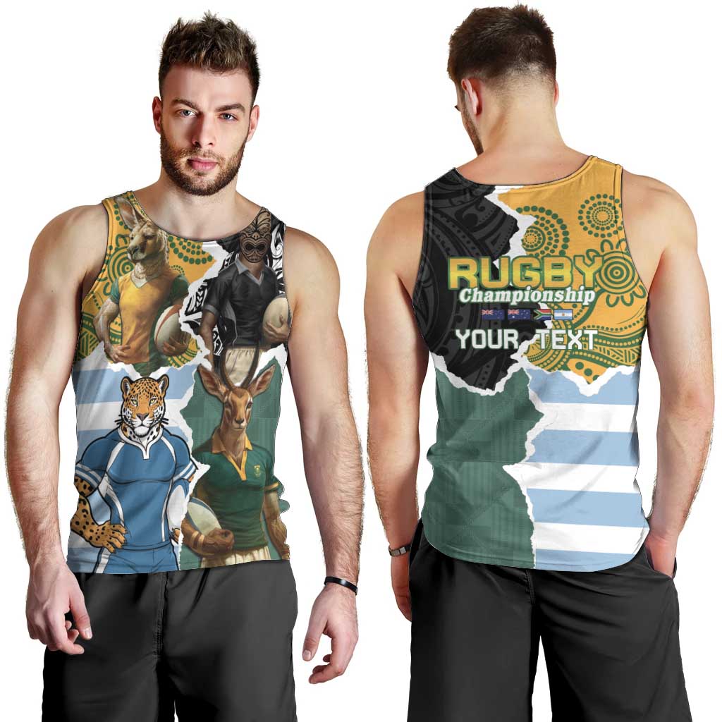 Personalised Rugby 2025 Championship Men Tank Top Southern Hemisphere Countries Mascots - Polynesian Pride