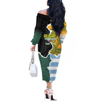 Personalised Rugby 2025 Championship Off The Shoulder Long Sleeve Dress Southern Hemisphere Countries Mascots - Polynesian Pride