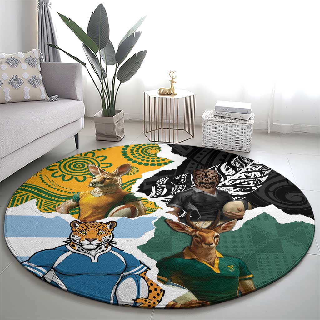 Rugby 2025 Championship Round Carpet Southern Hemisphere Countries Mascots - Polynesian Pride