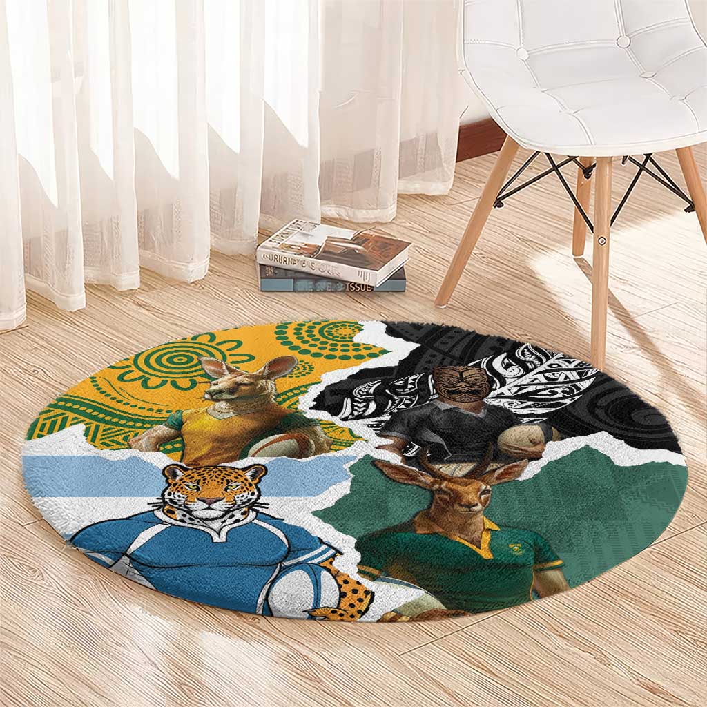 Rugby 2025 Championship Round Carpet Southern Hemisphere Countries Mascots - Polynesian Pride