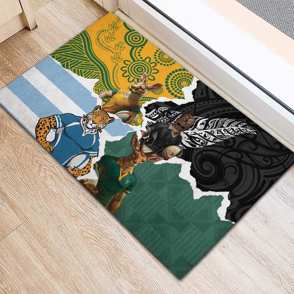 Rugby 2025 Championship Rubber Doormat Southern Hemisphere Countries Mascots - Polynesian Pride