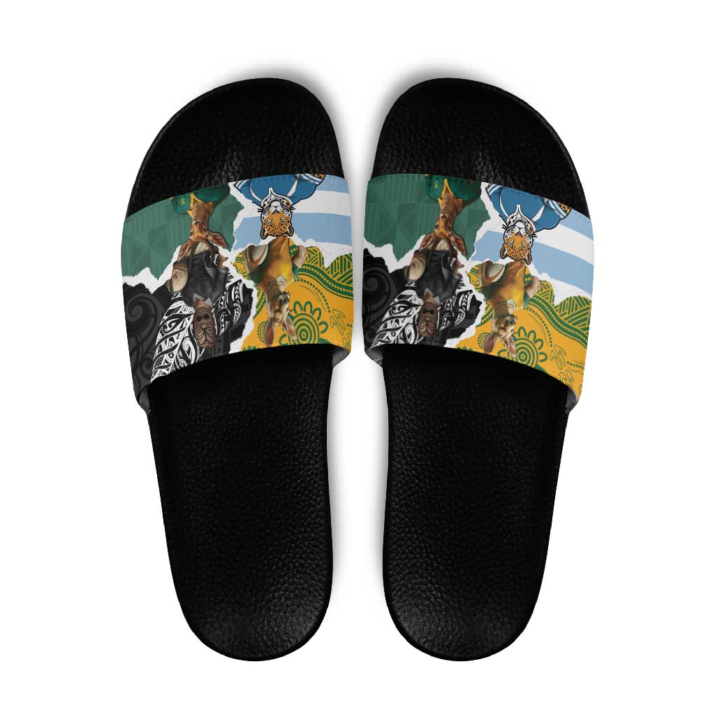 Rugby 2025 Championship Slide Sandals Southern Hemisphere Countries Mascots - Polynesian Pride