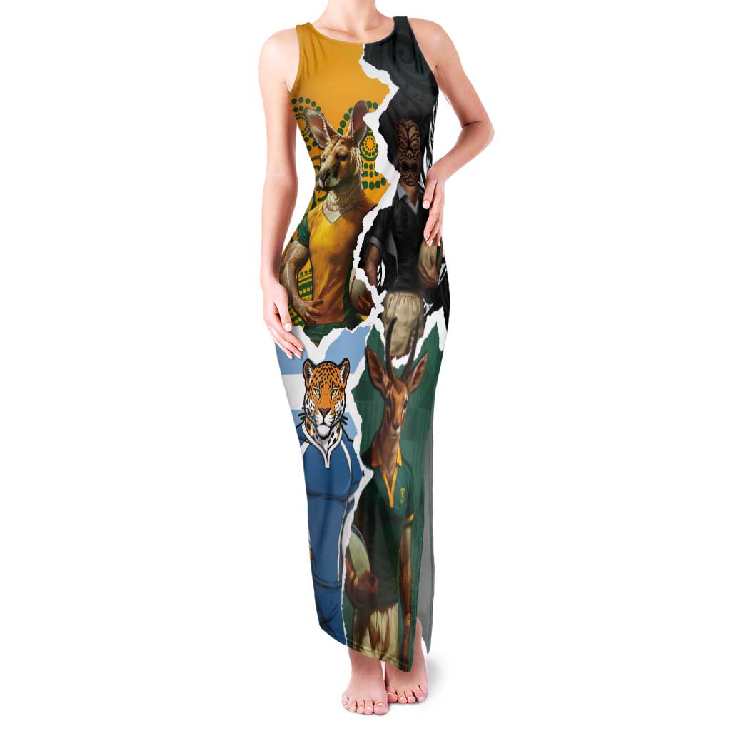 Personalised Rugby 2025 Championship Tank Maxi Dress Southern Hemisphere Countries Mascots - Polynesian Pride