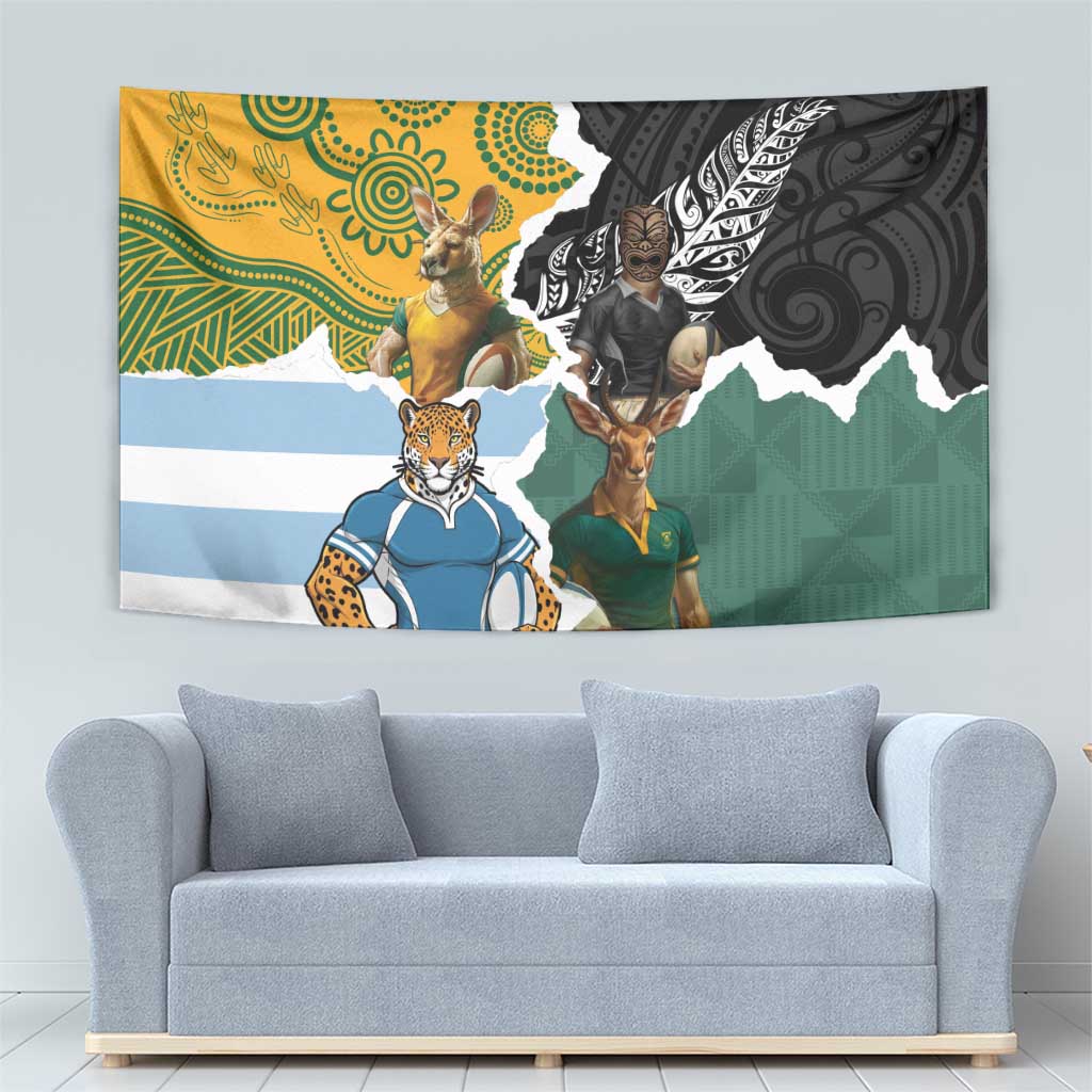 Rugby 2025 Championship Tapestry Southern Hemisphere Countries Mascots - Polynesian Pride
