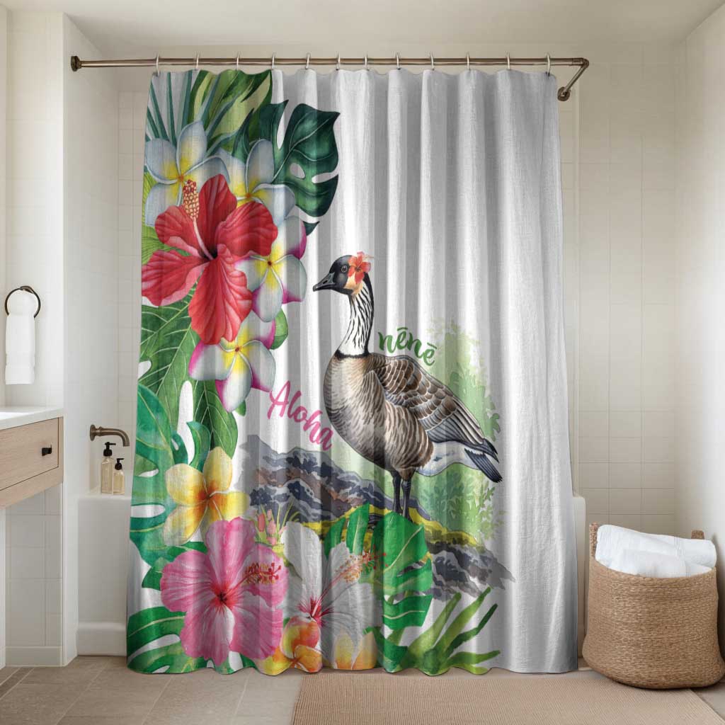 Aloha Hawaii Nene Goose Bathroom Set Tropical Flowers Watercolor Stylized - Polynesian Pride