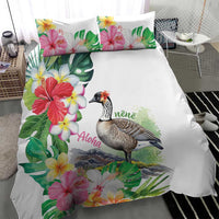 Aloha Hawaii Nene Goose Bedding Set Tropical Flowers Watercolor Stylized - Polynesian Pride