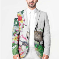 Aloha Hawaii Nene Goose Blazer Tropical Flowers Watercolor Stylized - Polynesian Pride