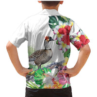Aloha Hawaii Nene Goose Family Matching Mermaid Dress and Hawaiian Shirt Tropical Flowers Watercolor Stylized - Polynesian Pride