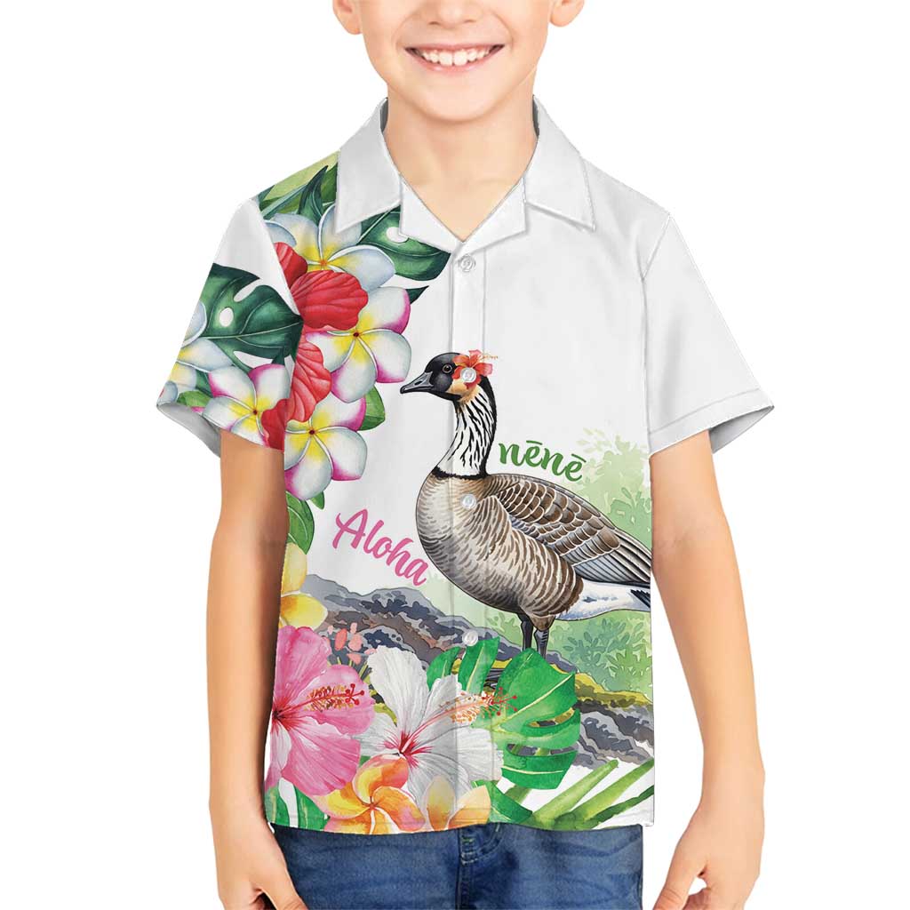 Aloha Hawaii Nene Goose Family Matching Puletasi and Hawaiian Shirt Tropical Flowers Watercolor Stylized - Polynesian Pride