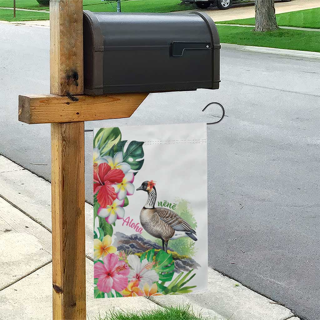 Aloha Hawaii Nene Goose Garden Flag Tropical Flowers Watercolor Stylized - Polynesian Pride