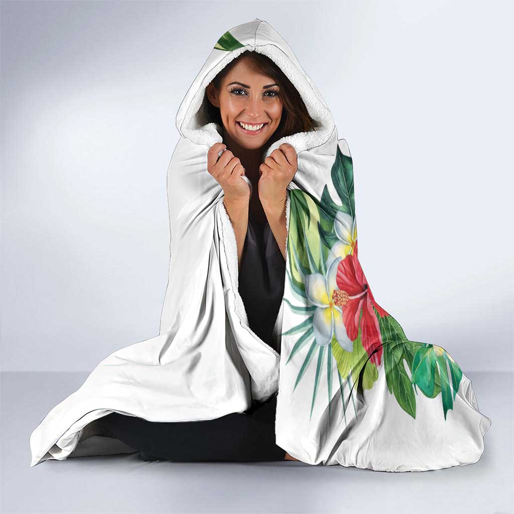 Aloha Hawaii Nene Goose Hooded Blanket Tropical Flowers Watercolor Stylized - Polynesian Pride