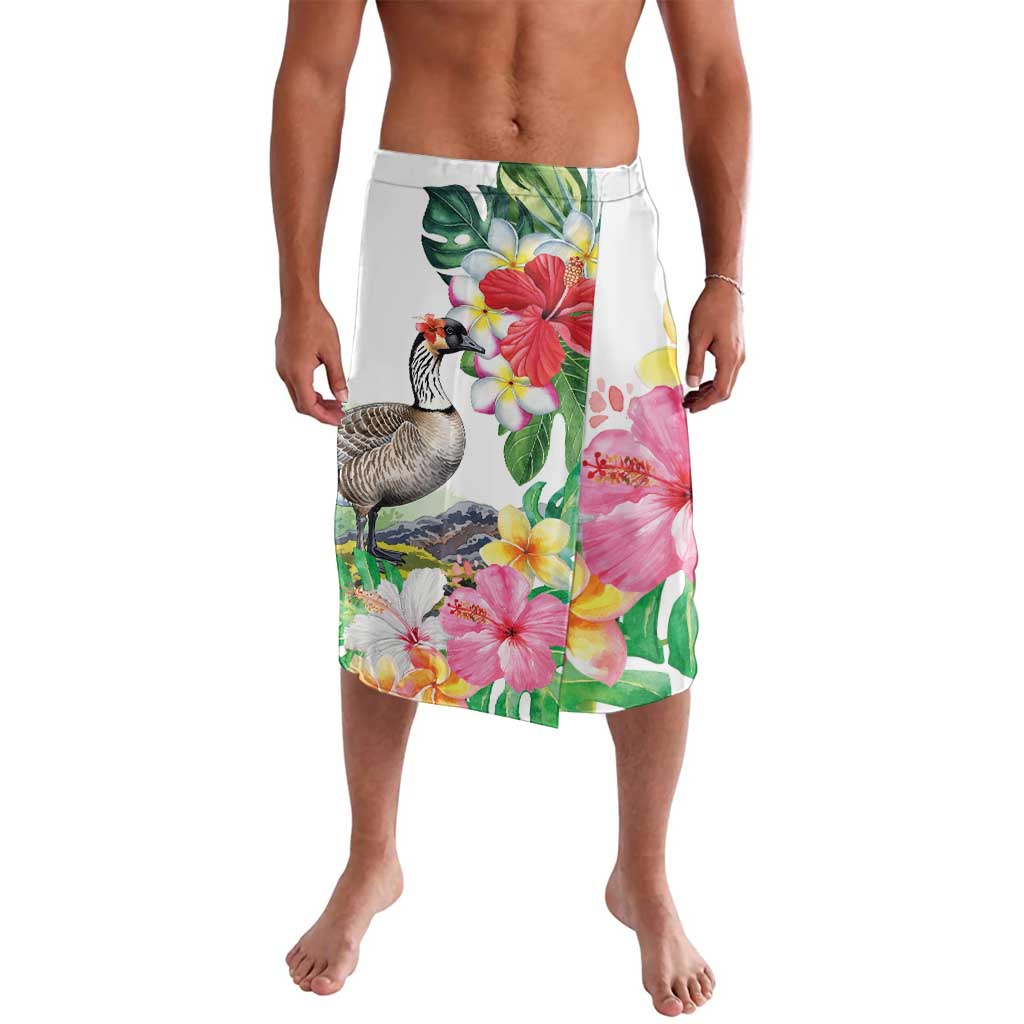 Aloha Hawaii Nene Goose Lavalava Tropical Flowers Watercolor Stylized - Polynesian Pride