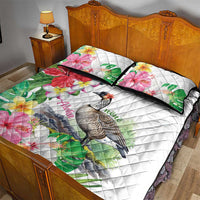 Aloha Hawaii Nene Goose Quilt Bed Set Tropical Flowers Watercolor Stylized - Polynesian Pride