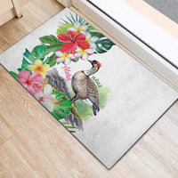 Aloha Hawaii Nene Goose Rubber Doormat Tropical Flowers Watercolor Stylized LT14 - Polynesian Pride