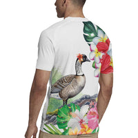 Aloha Hawaii Nene Goose Rugby Jersey Tropical Flowers Watercolor Stylized - Polynesian Pride