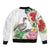Aloha Hawaii Nene Goose Sleeve Zip Bomber Jacket Tropical Flowers Watercolor Stylized - Polynesian Pride