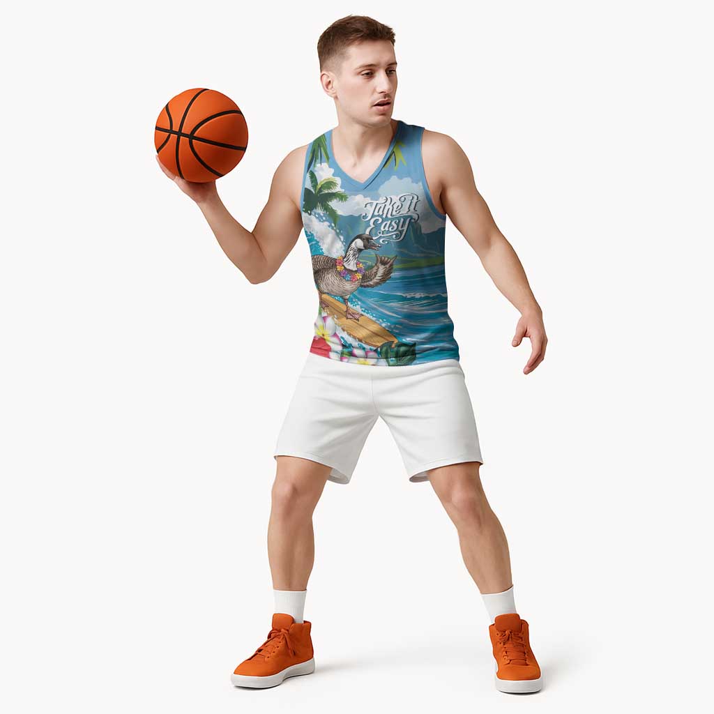 Aloha Hawaii Shaka Nene Goose Basketball Jersey Surfing Take It Easy - Polynesian Pride