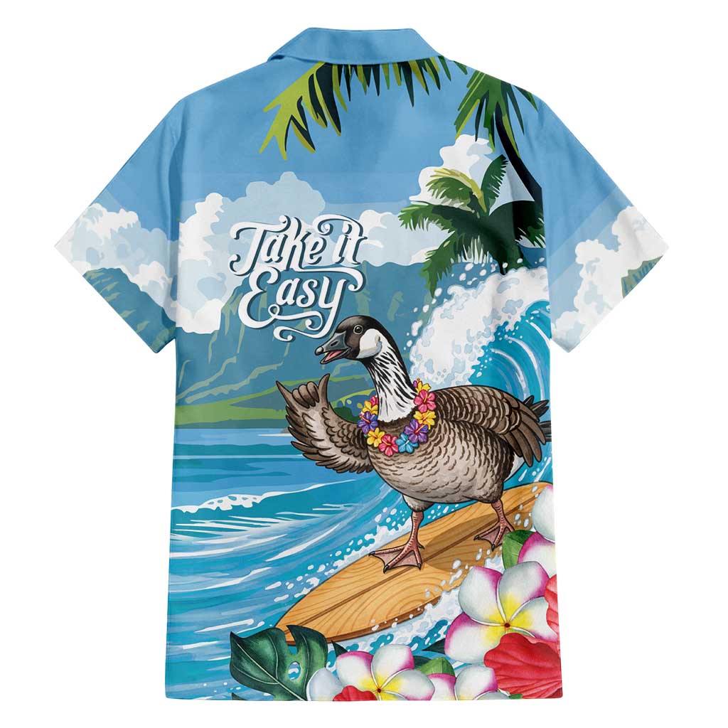 Aloha Hawaii Shaka Nene Goose Family Matching Long Sleeve Bodycon Dress and Hawaiian Shirt Surfing Take It Easy - Polynesian Pride