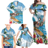 Aloha Hawaii Shaka Nene Goose Family Matching Off Shoulder Maxi Dress and Hawaiian Shirt Surfing Take It Easy - Polynesian Pride