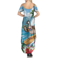 Aloha Hawaii Shaka Nene Goose Family Matching Summer Maxi Dress and Hawaiian Shirt Surfing Take It Easy - Polynesian Pride