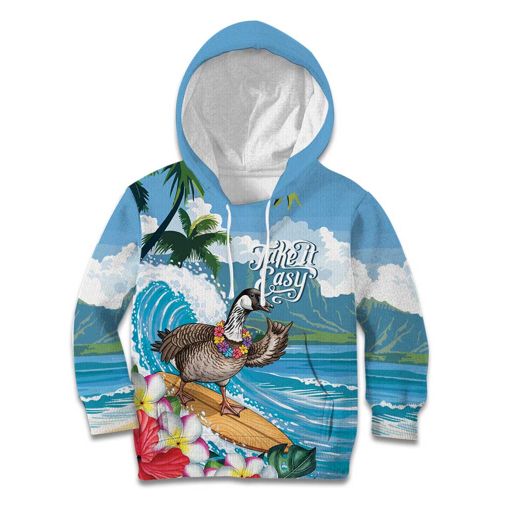 Aloha Hawaii Shaka Nene Goose Kid Hoodie Surfing Take It Easy LT14 Hoodie Blue - Polynesian Pride