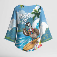 Aloha Hawaii Shaka Nene Goose Kimono Sleeve Blouse Surfing Take It Easy - Polynesian Pride
