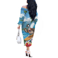 Aloha Hawaii Shaka Nene Goose Off The Shoulder Long Sleeve Dress Surfing Take It Easy - Polynesian Pride