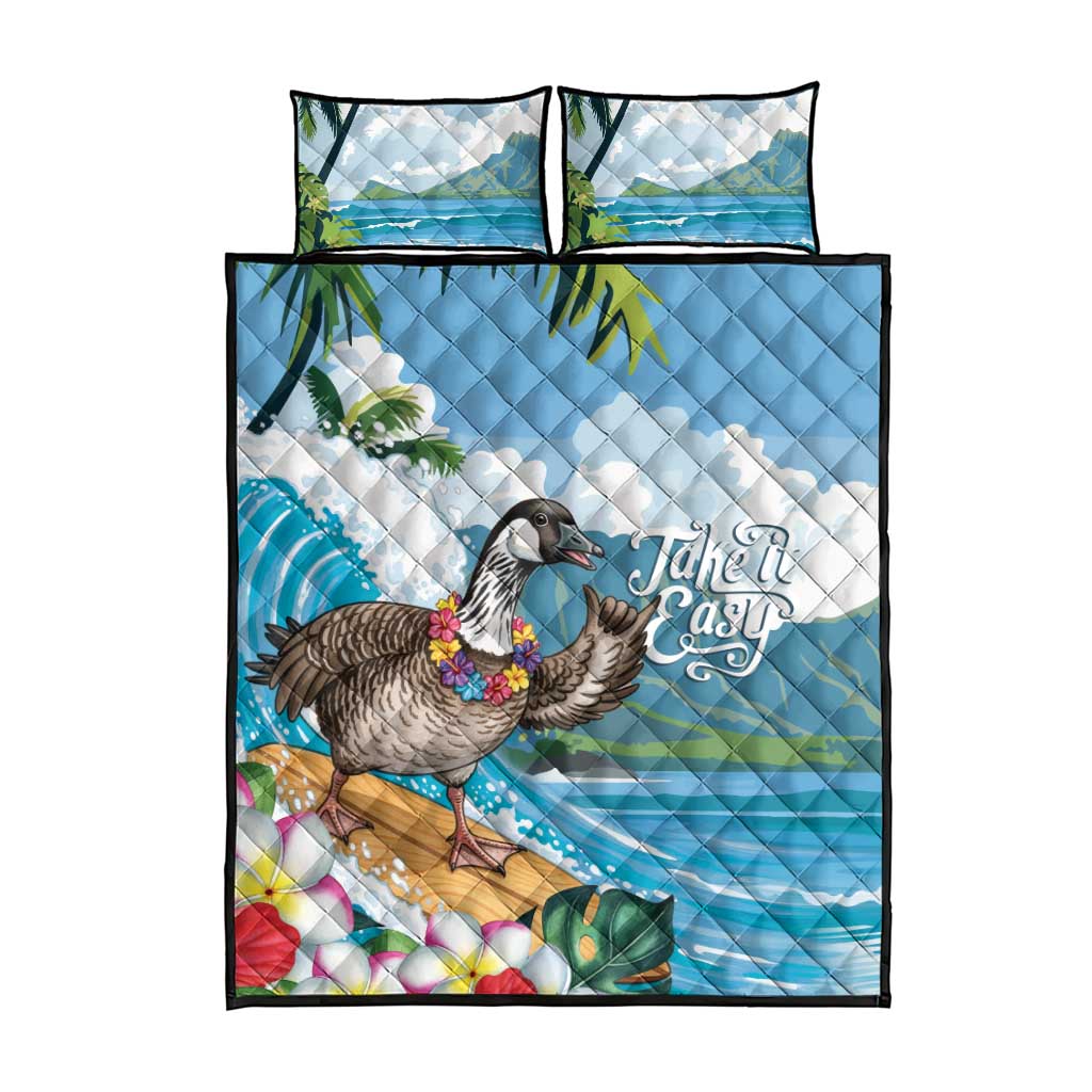 Aloha Hawaii Shaka Nene Goose Quilt Bed Set Surfing Take It Easy - Polynesian Pride