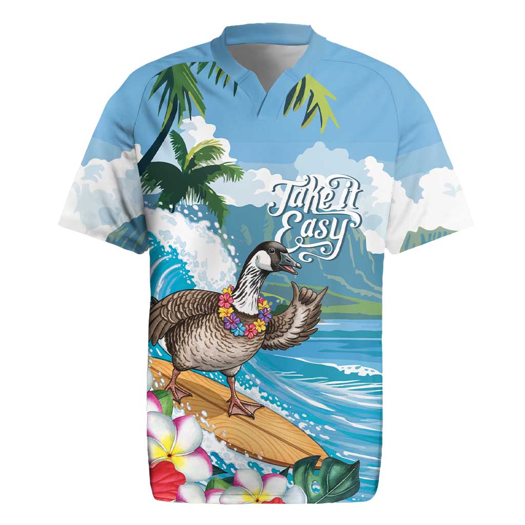 Aloha Hawaii Shaka Nene Goose Rugby Jersey Surfing Take It Easy - Polynesian Pride