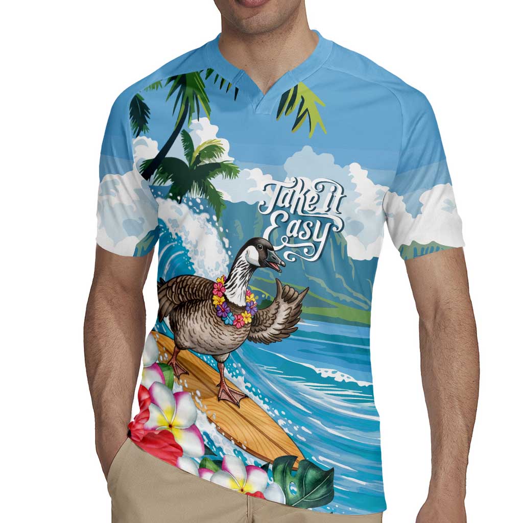 Aloha Hawaii Shaka Nene Goose Rugby Jersey Surfing Take It Easy - Polynesian Pride