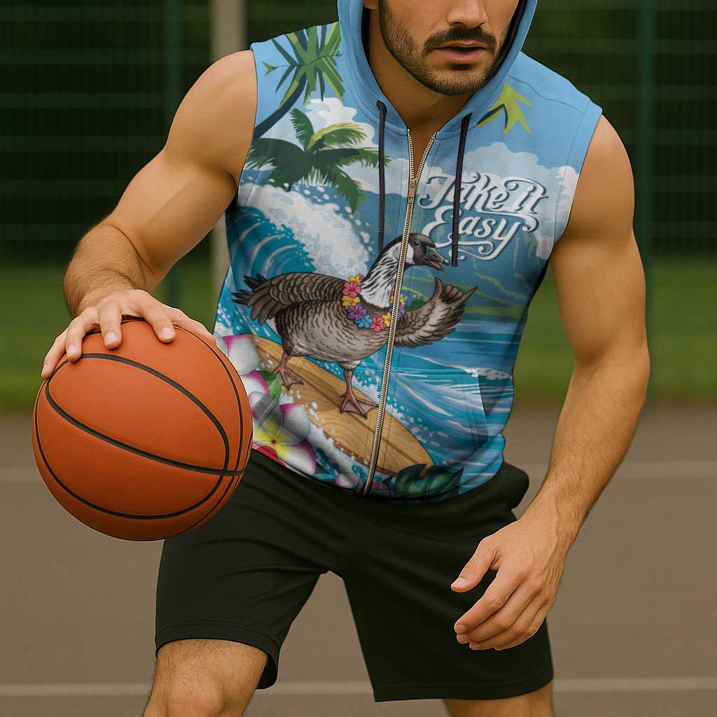 Aloha Hawaii Shaka Nene Goose Sleeveless Zip Hoodie Surfing Take It Easy - Polynesian Pride