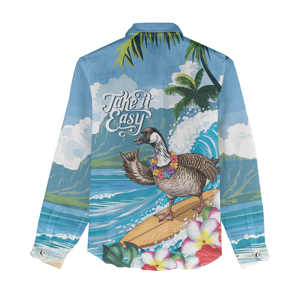 Aloha Hawaii Shaka Nene Goose Women Casual Shirt Surfing Take It Easy - Polynesian Pride