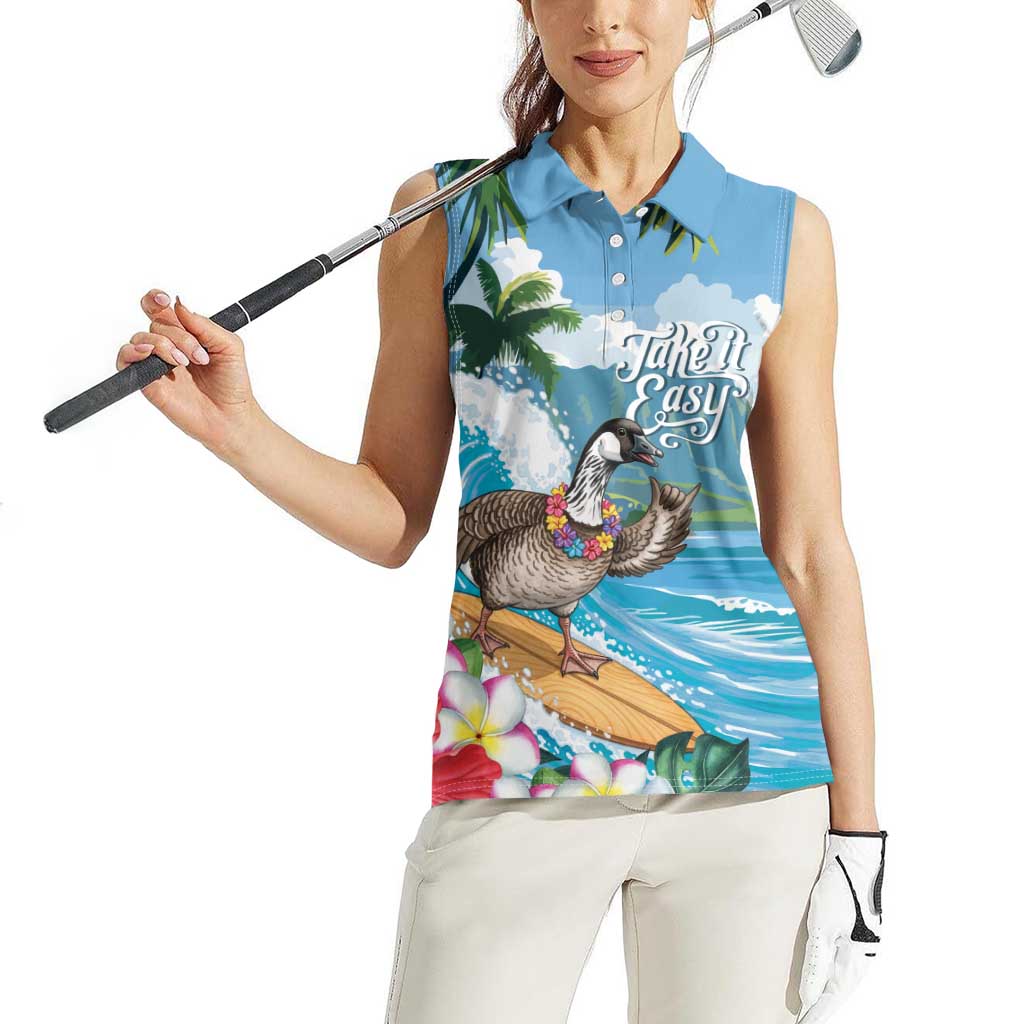 Aloha Hawaii Shaka Nene Goose Women Sleeveless Polo Shirt Surfing Take It Easy - Polynesian Pride